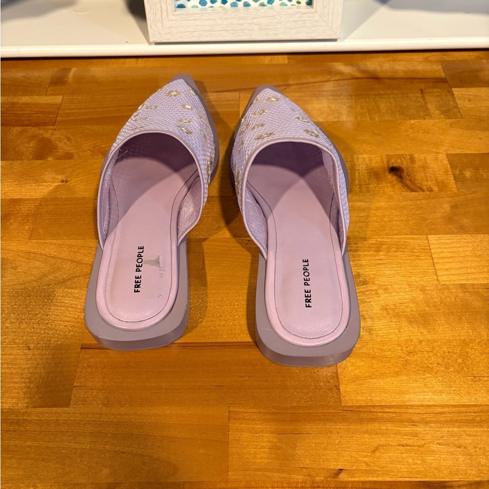 Free People Lilac Floral Mesh Mules - Picture 3 of 6